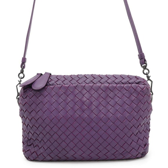 BOTTEGA VENETA Purple Leather Intrecciato Shoulder Bag - Picture 1 of 13